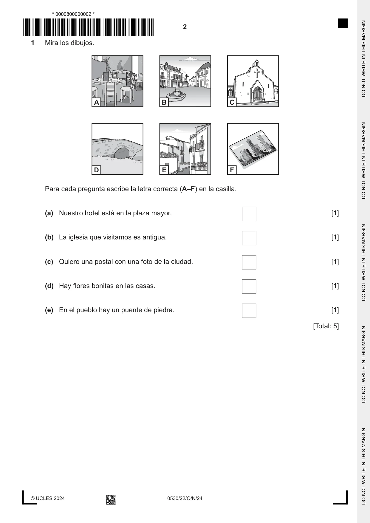 Cambridge IGCSE Spanish - Foreign Language 0530 2024 Oct/Nov Paper 2 · Variant 2 question paper, page 2 of 12