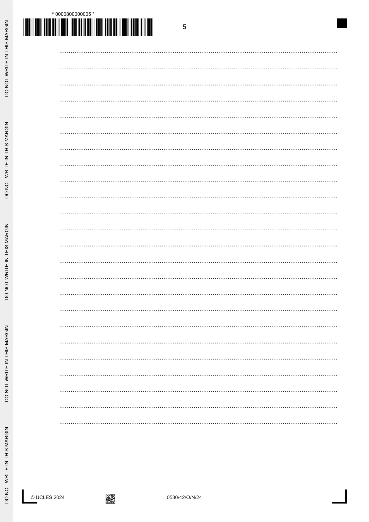 Cambridge IGCSE Spanish - Foreign Language 0530 2024 Oct/Nov Paper 4 · Variant 2 question paper, page 5 of 8