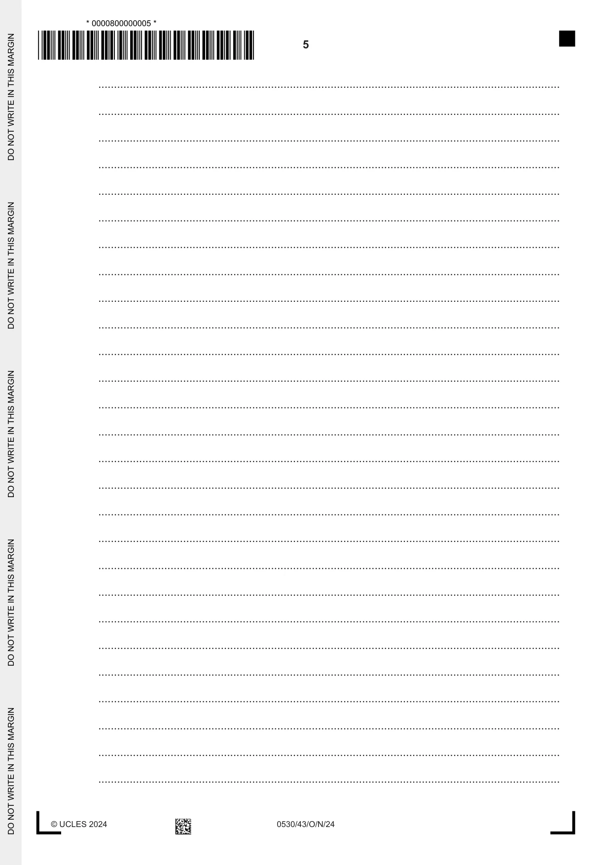 Cambridge IGCSE Spanish - Foreign Language 0530 2024 Oct/Nov Paper 4 · Variant 3 question paper, page 5 of 8