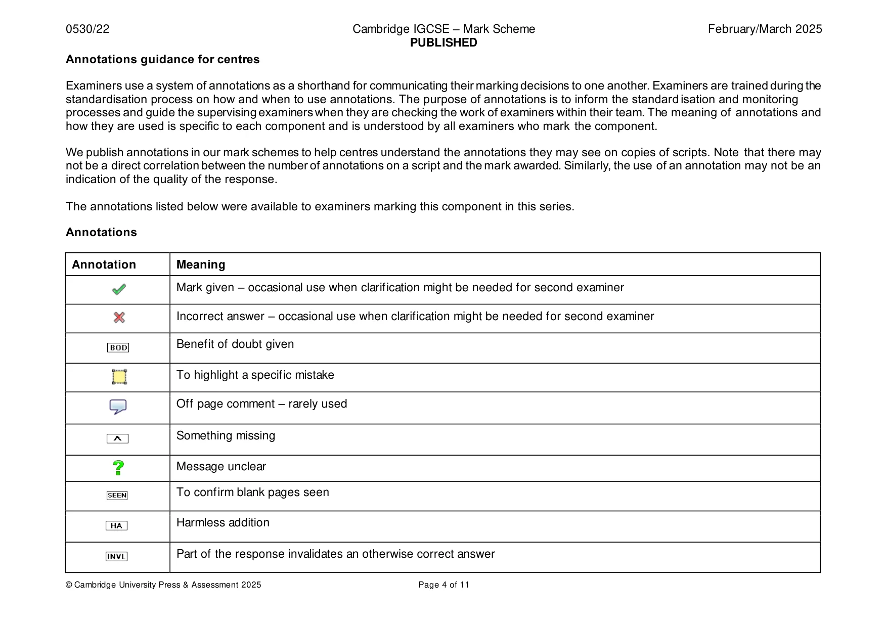 Mark scheme, page 4 of 11