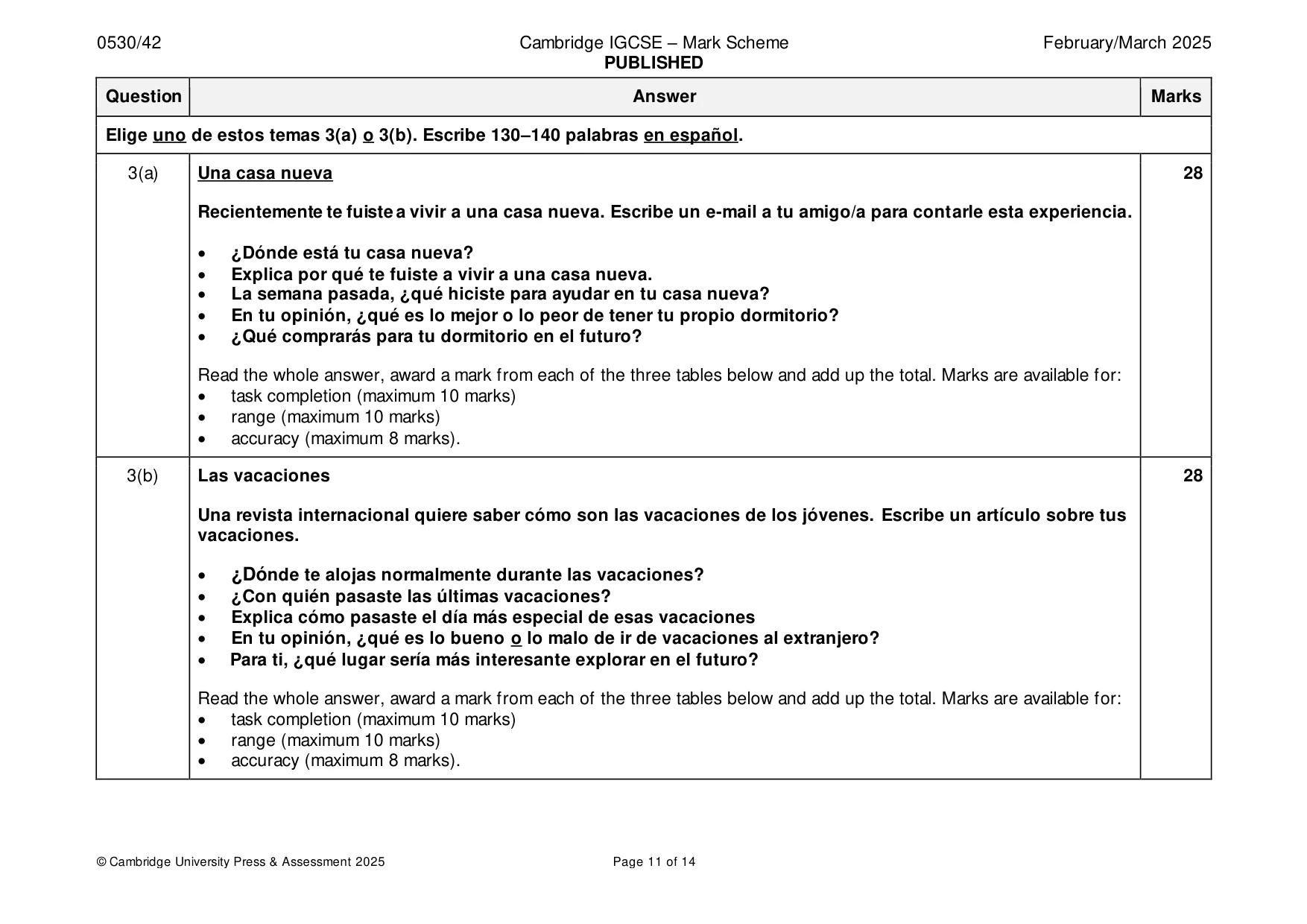 Mark scheme, page 11 of 14