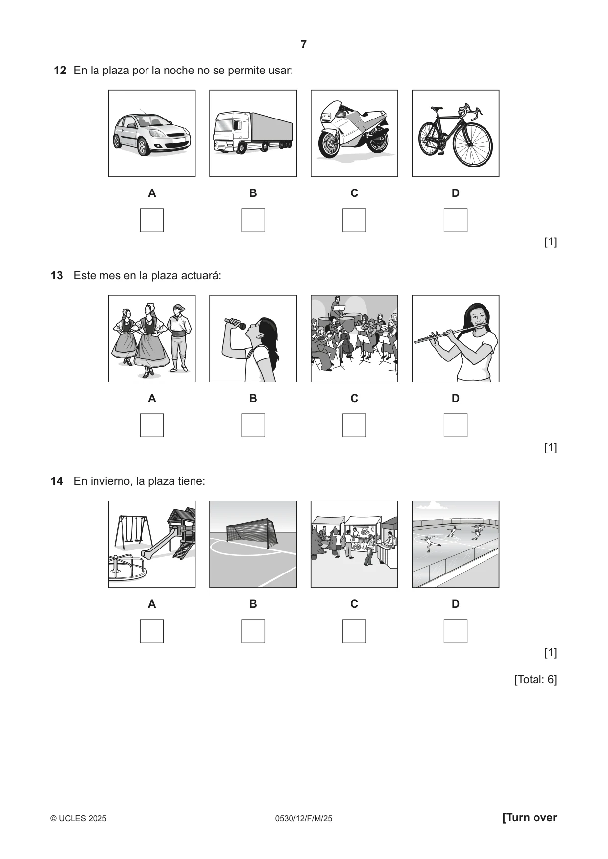 Cambridge IGCSE Spanish - Foreign Language 0530 2025 Feb/March Paper 1 · Variant 2 question paper, page 7 of 16