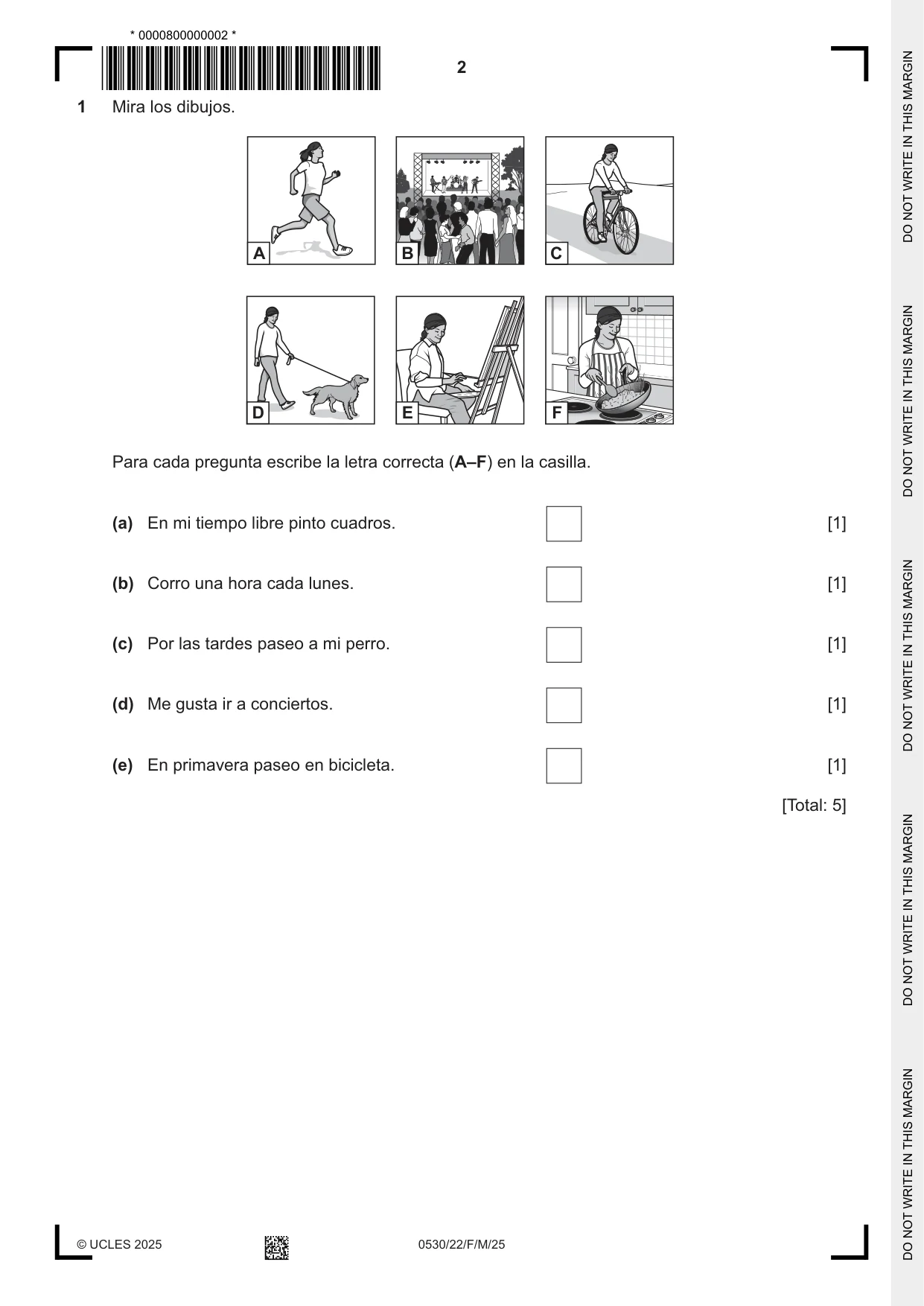 Cambridge IGCSE Spanish - Foreign Language 0530 2025 Feb/March Paper 2 · Variant 2 question paper, page 2 of 12