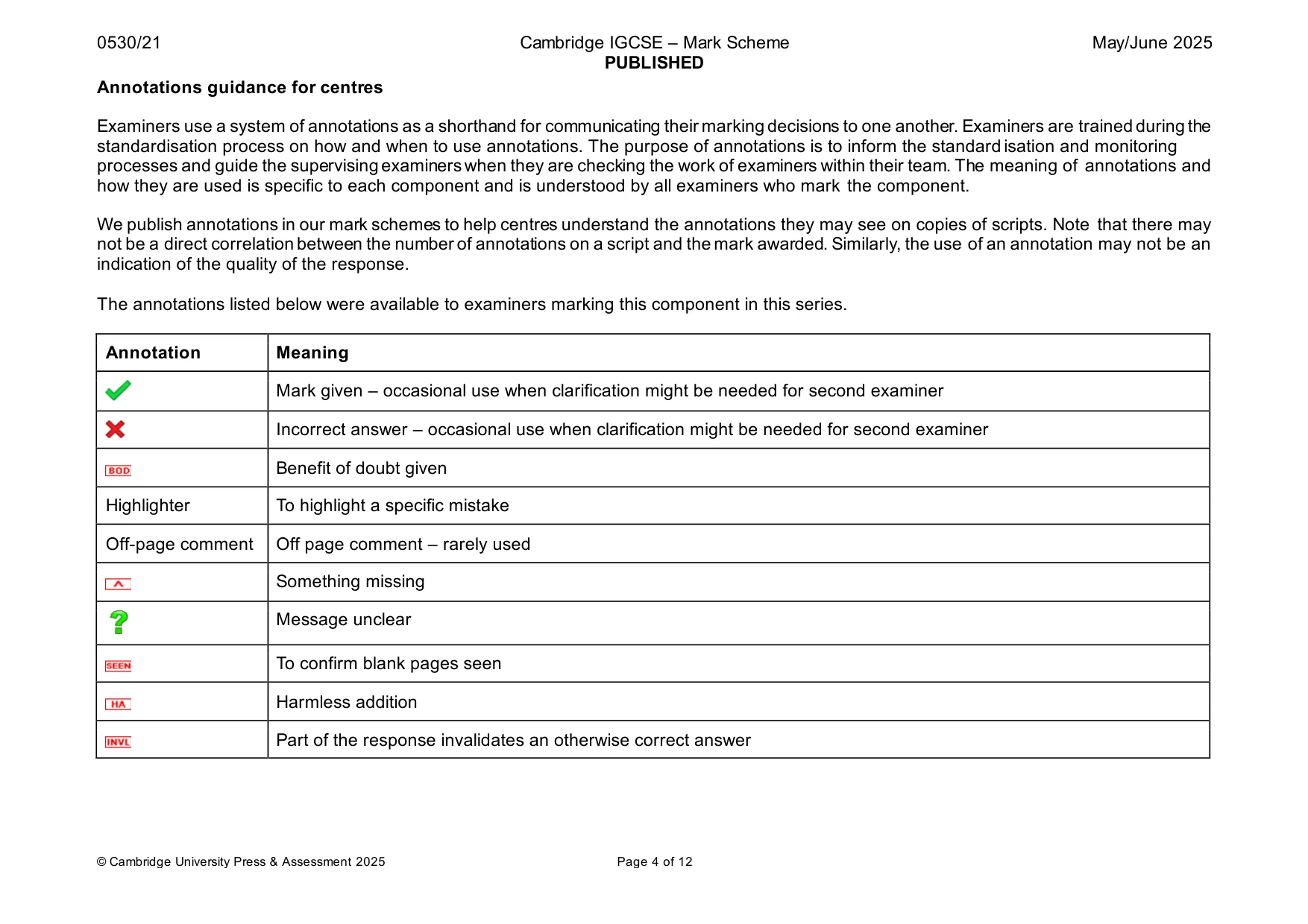 Mark scheme, page 4 of 12
