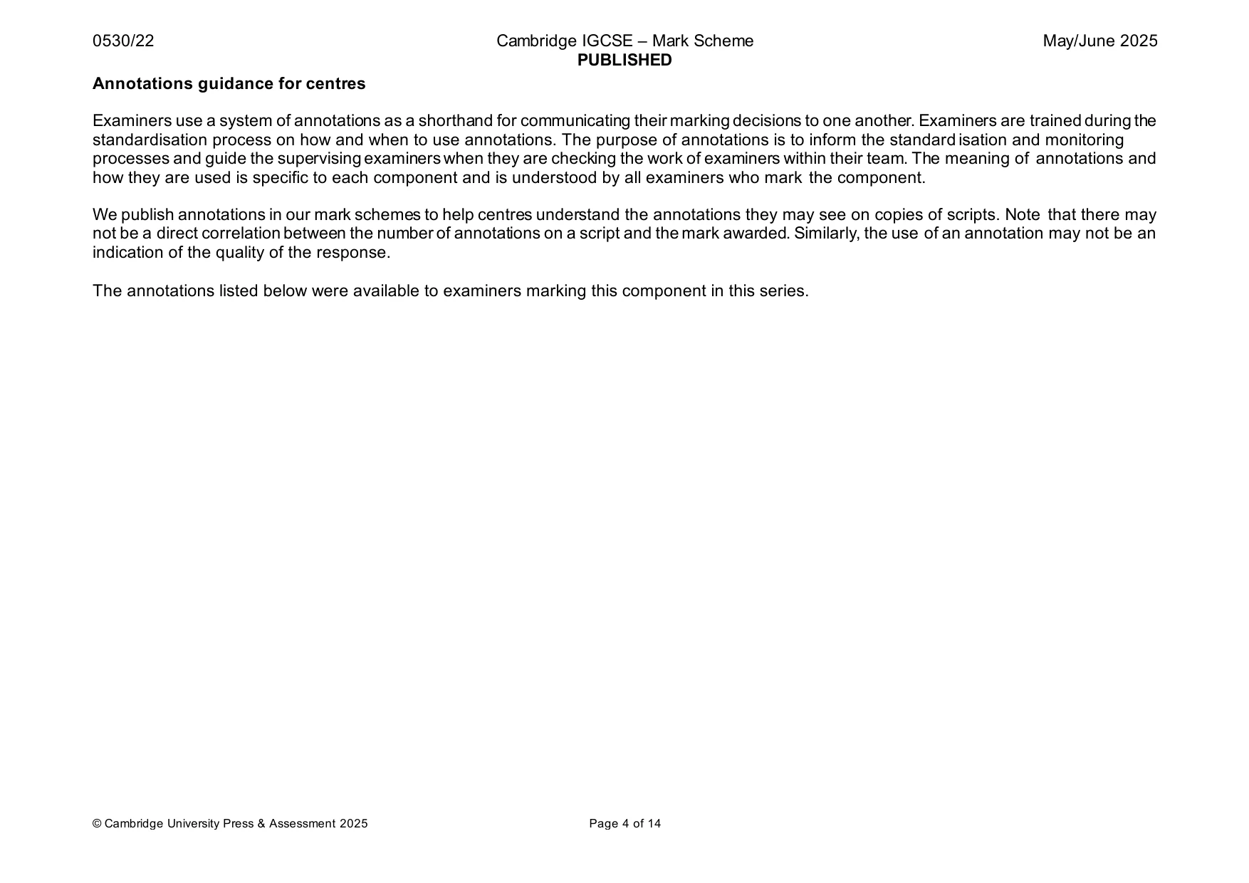 Mark scheme, page 4 of 14