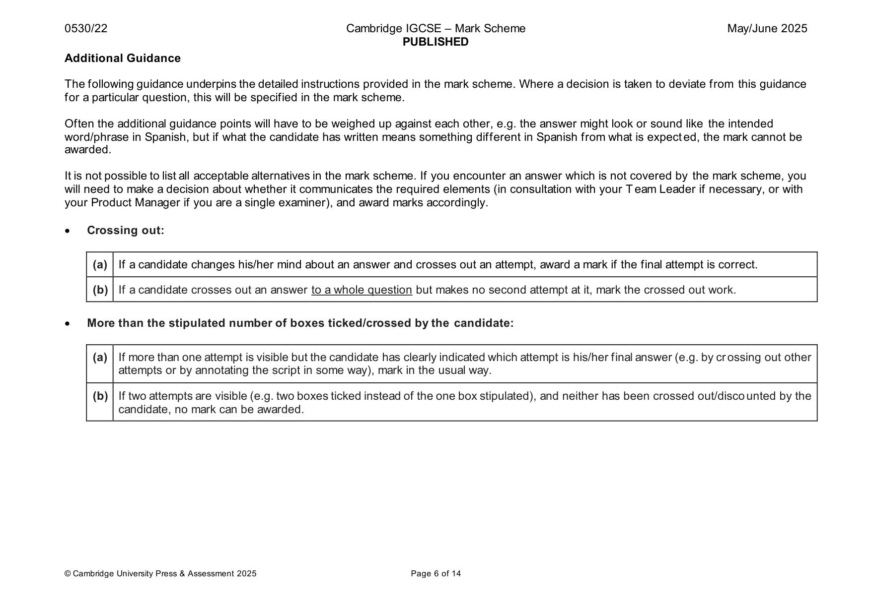 Mark scheme, page 6 of 14