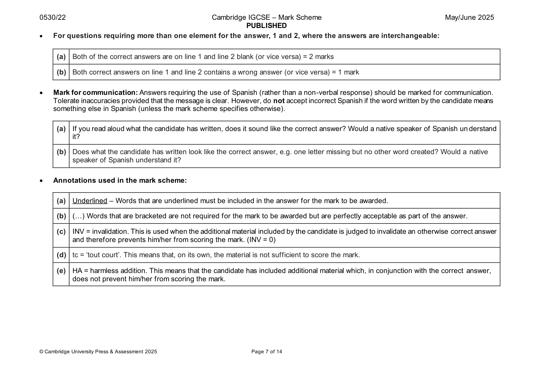 Mark scheme, page 7 of 14