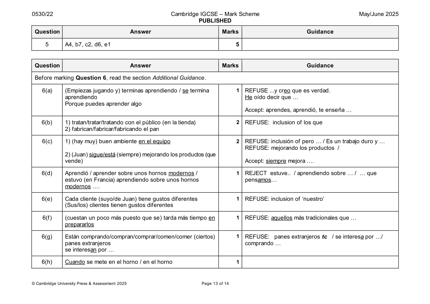 Mark scheme, page 13 of 14