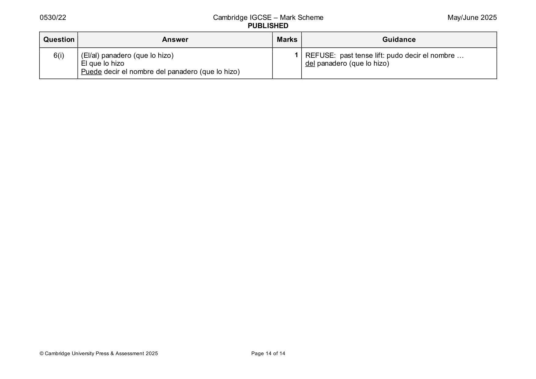Mark scheme, page 14 of 14