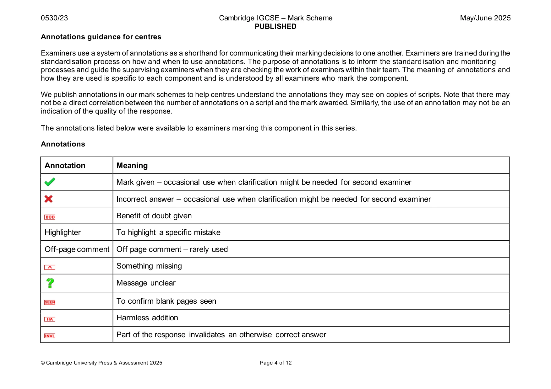 Mark scheme, page 4 of 12