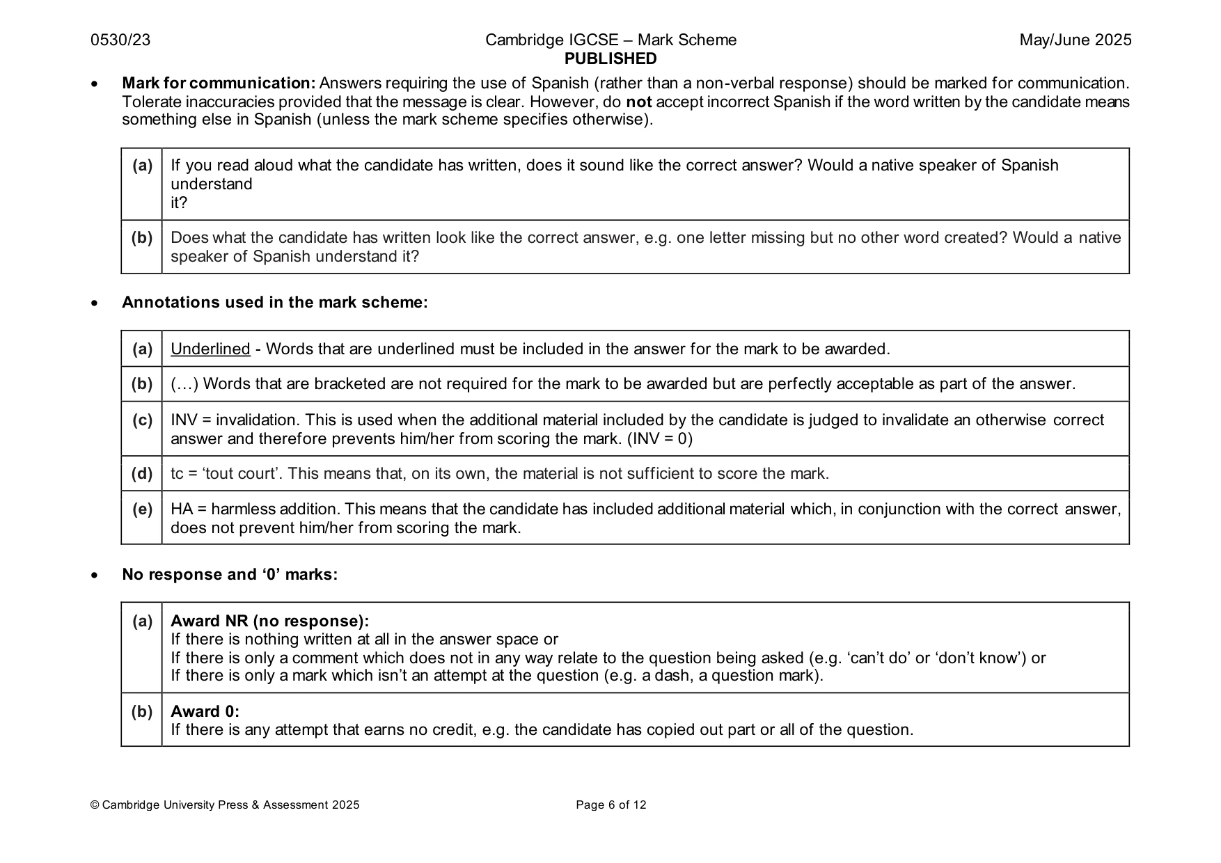 Mark scheme, page 6 of 12