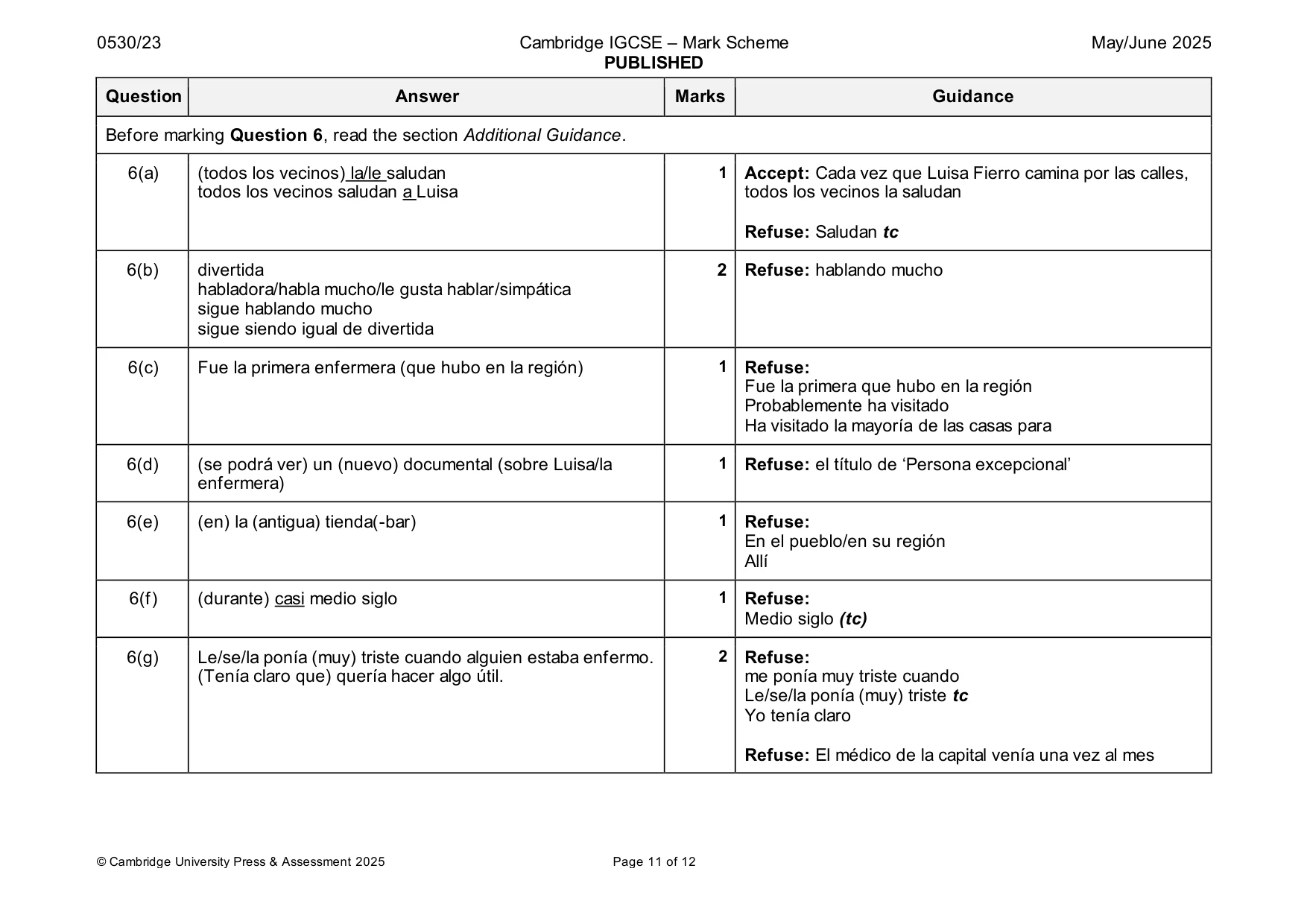 Mark scheme, page 11 of 12