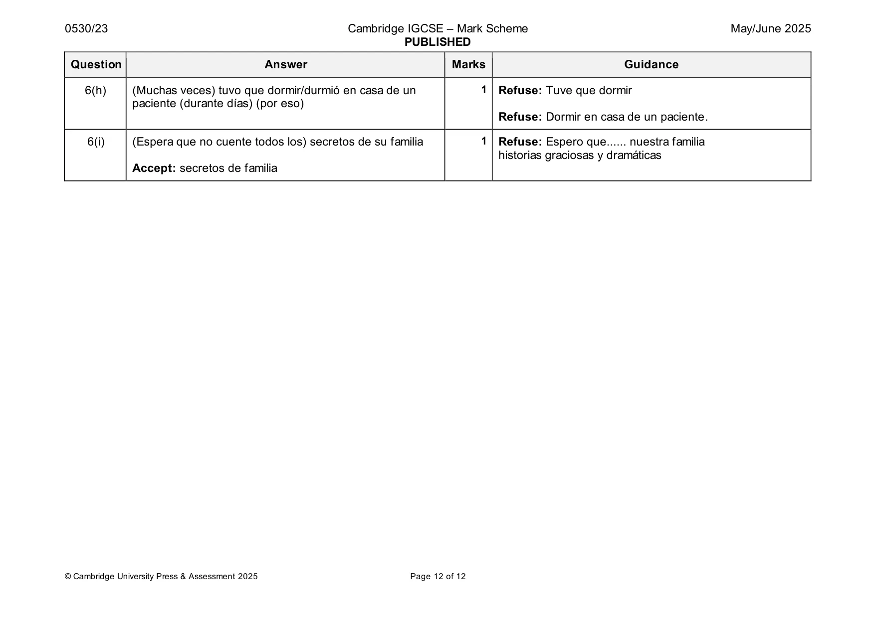 Mark scheme, page 12 of 12