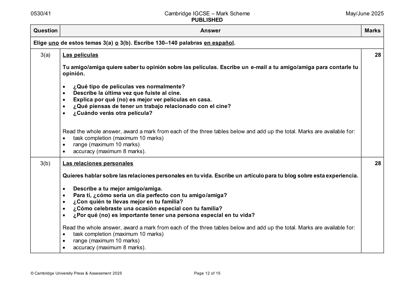 Mark scheme, page 12 of 15