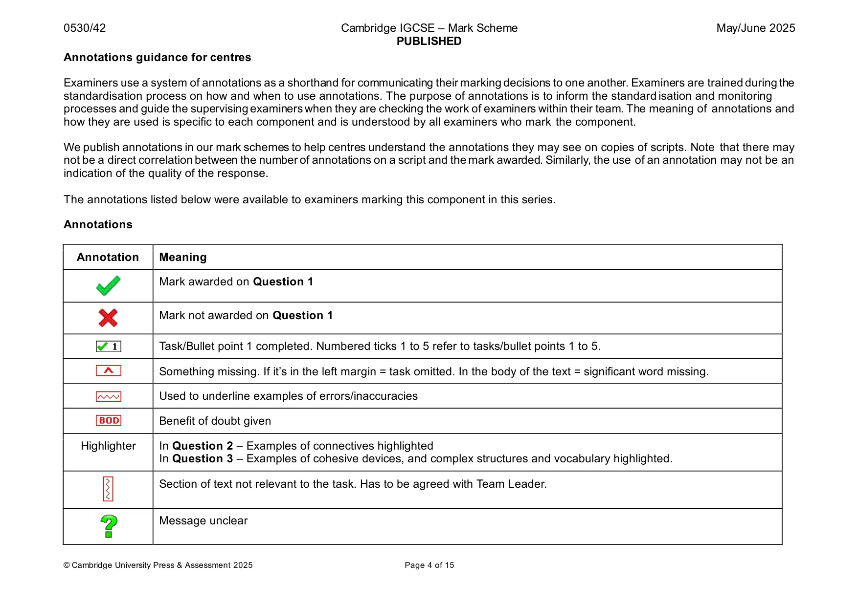 Mark scheme, page 4 of 15