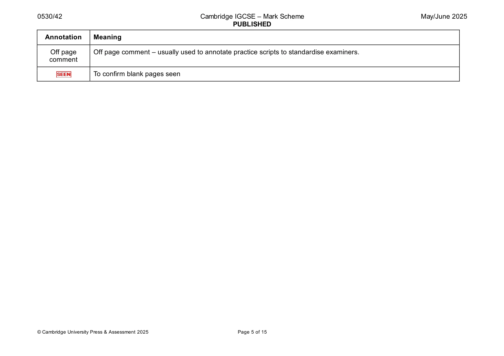Mark scheme, page 5 of 15