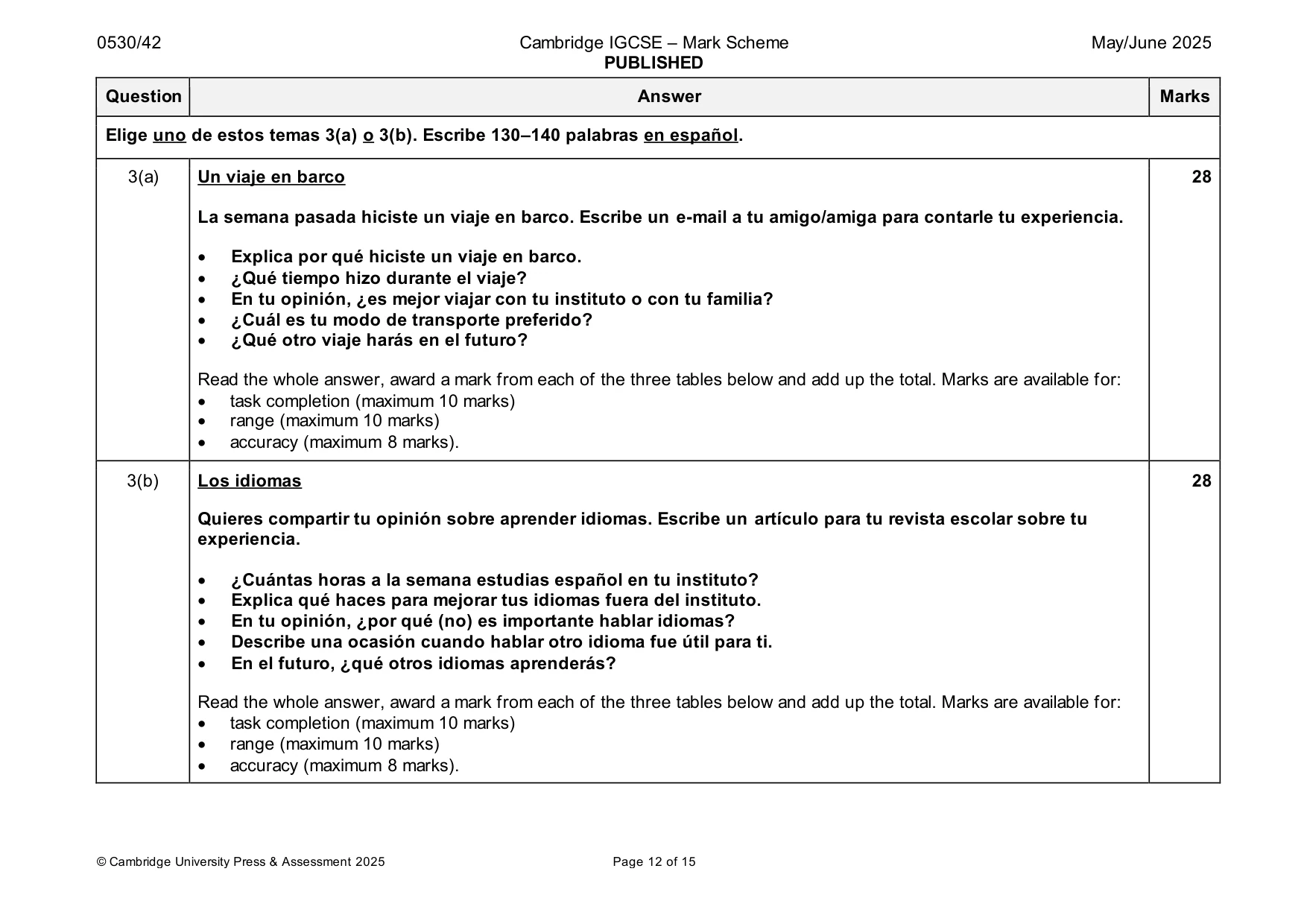 Mark scheme, page 12 of 15