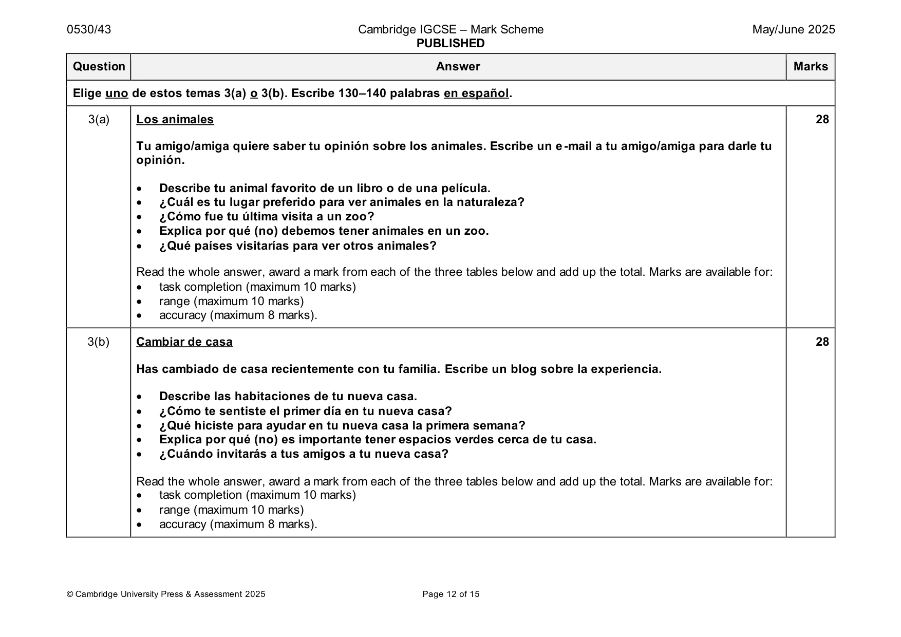 Mark scheme, page 12 of 15