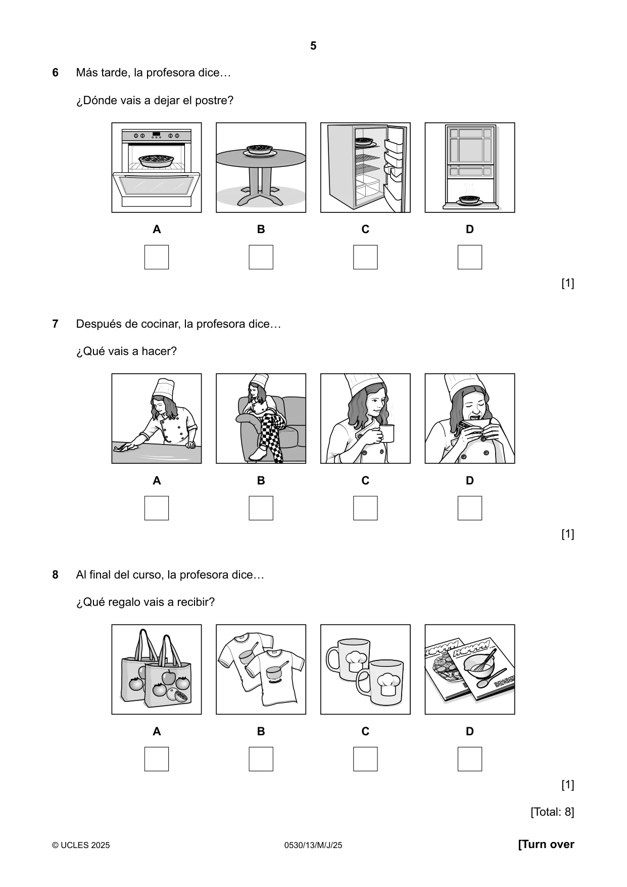 Cambridge IGCSE Spanish - Foreign Language 0530 2025 May/June Paper 1 · Variant 3 question paper, page 5 of 16