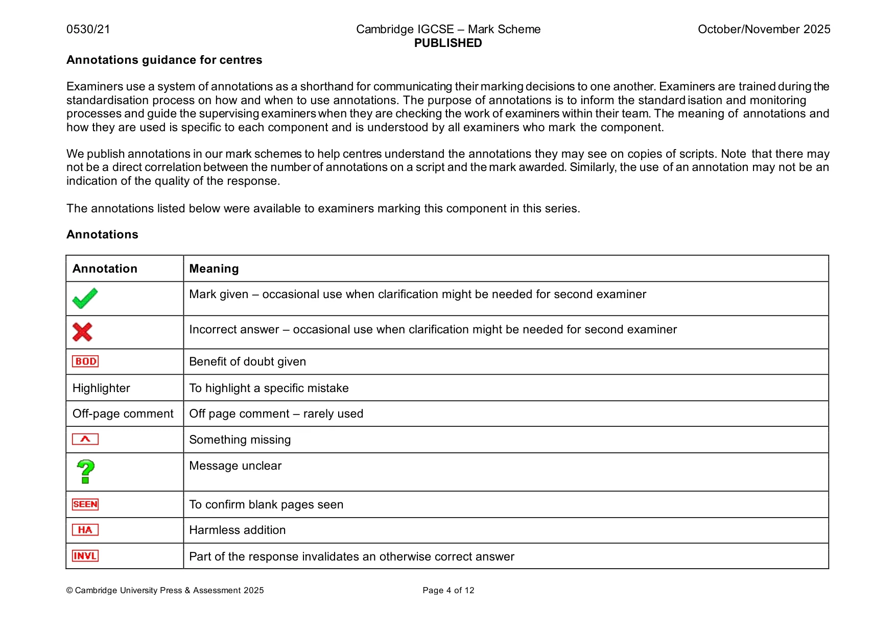 Mark scheme, page 4 of 12