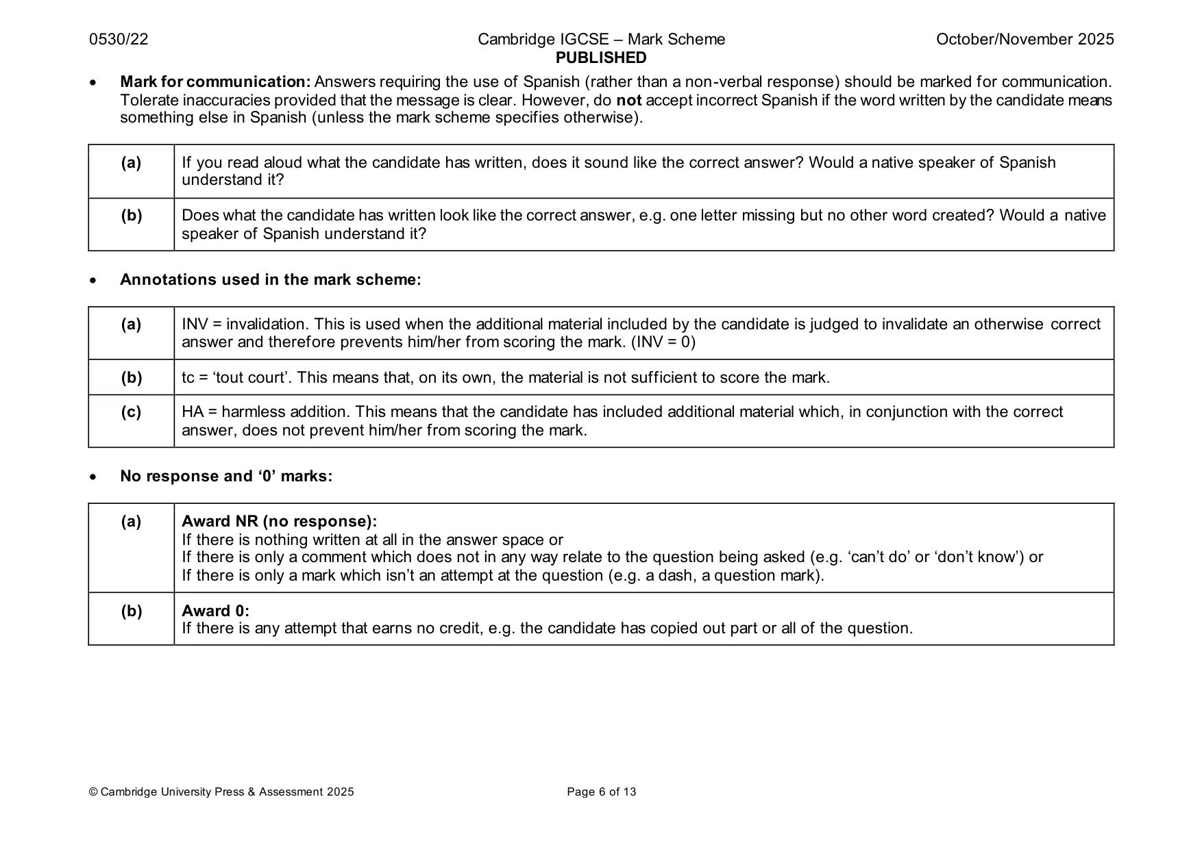 Mark scheme, page 6 of 13