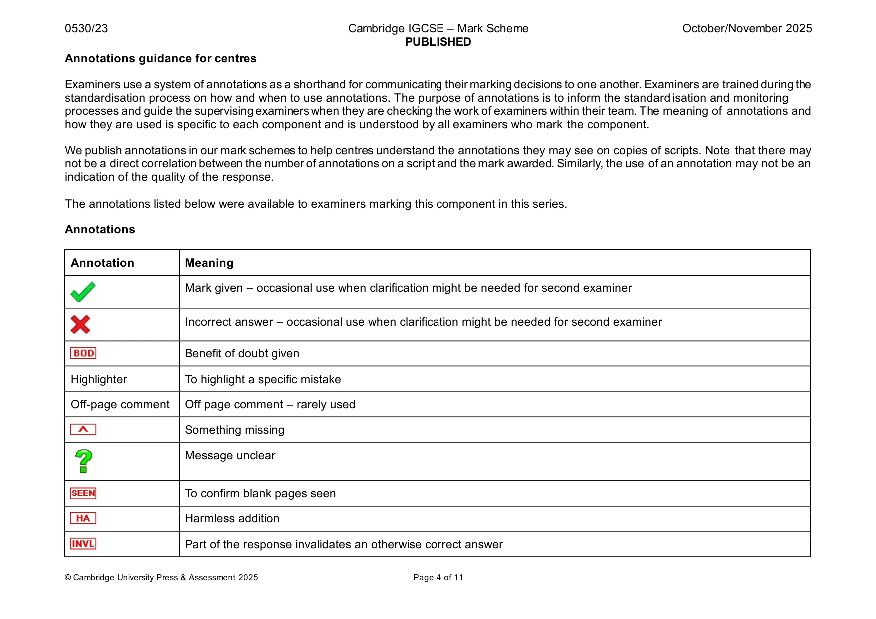 Mark scheme, page 4 of 11