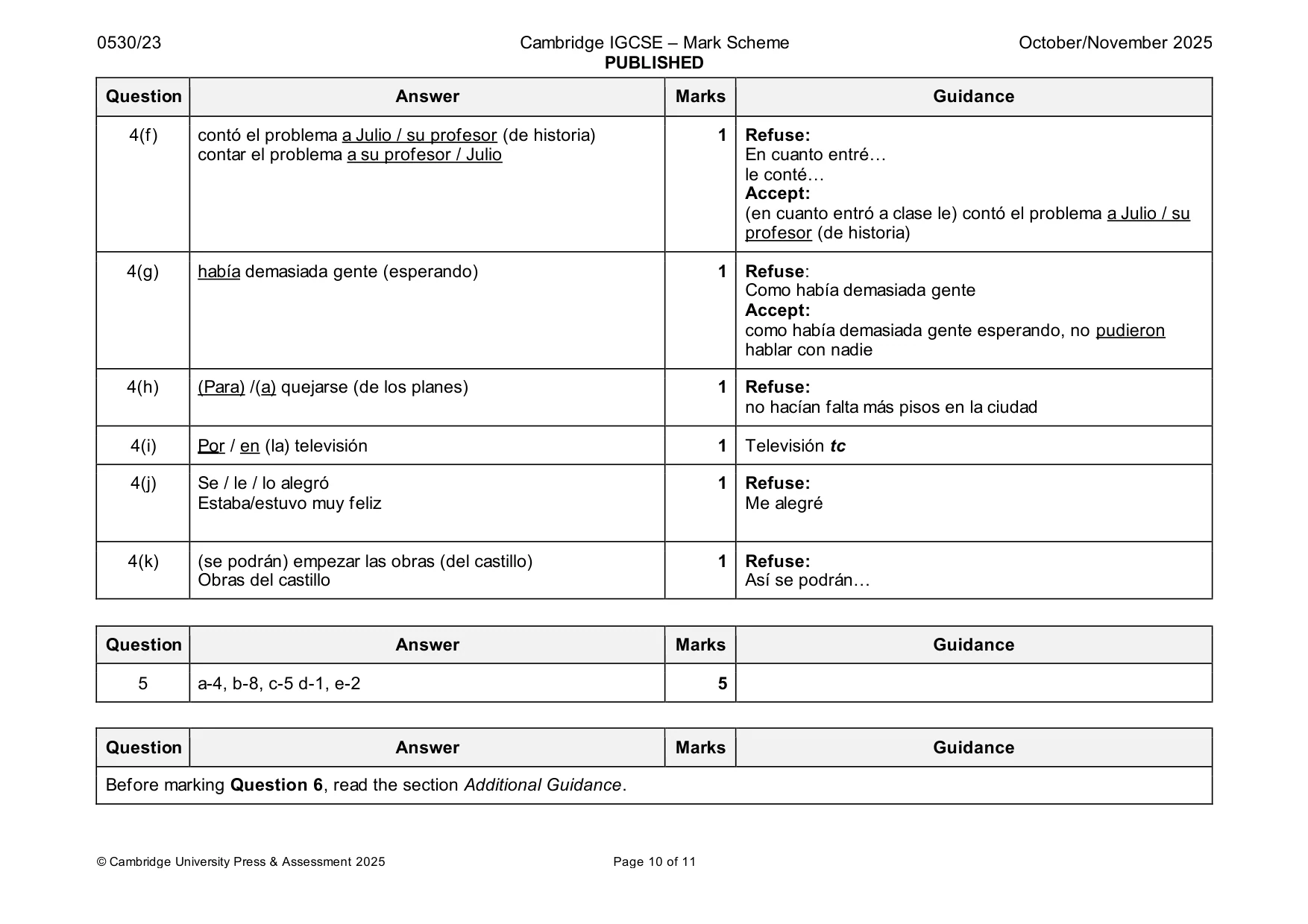 Mark scheme, page 10 of 11