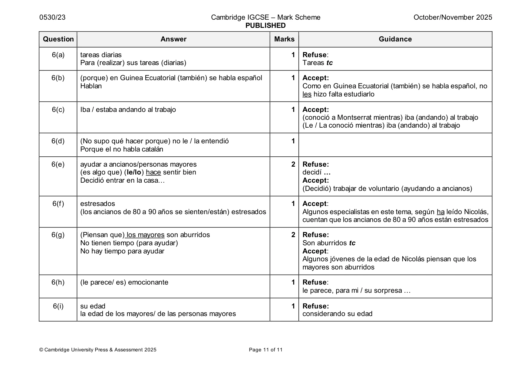 Mark scheme, page 11 of 11