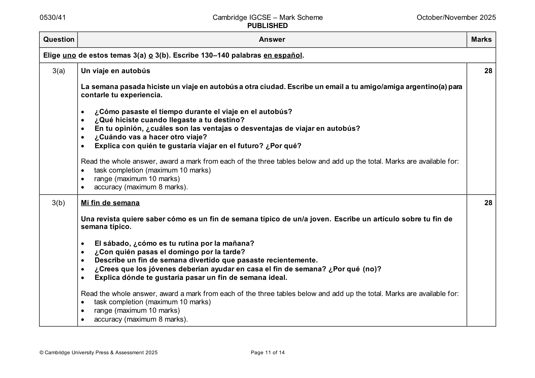 Mark scheme, page 11 of 14