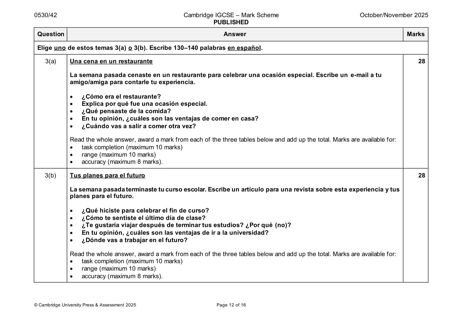 Mark scheme, page 12 of 16