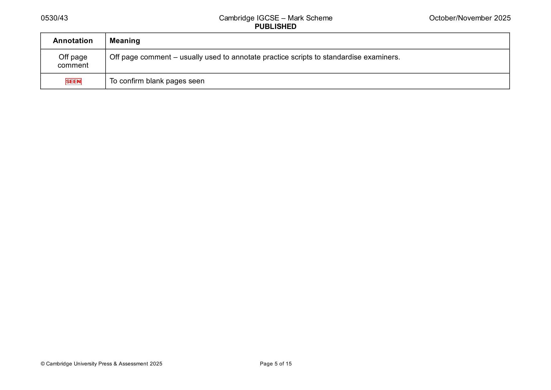 Mark scheme, page 5 of 15