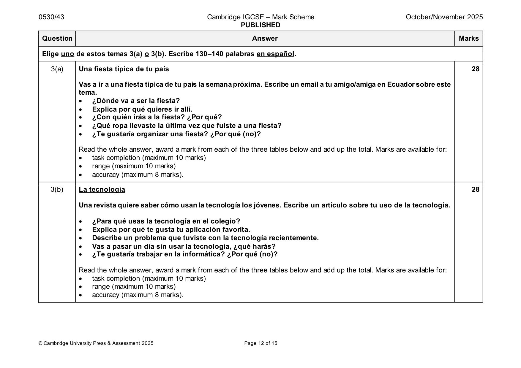 Mark scheme, page 12 of 15