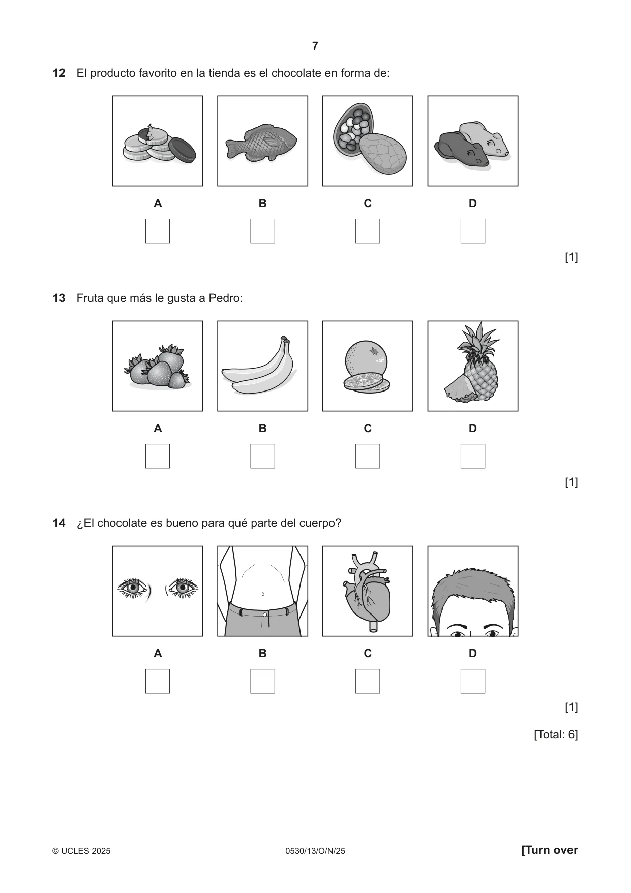 Cambridge IGCSE Spanish - Foreign Language 0530 2025 Oct/Nov Paper 1 · Variant 3 question paper, page 7 of 16
