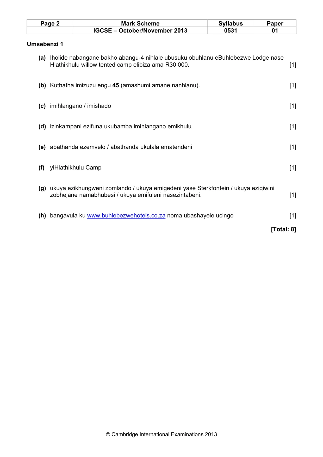 Mark scheme, page 2 of 7