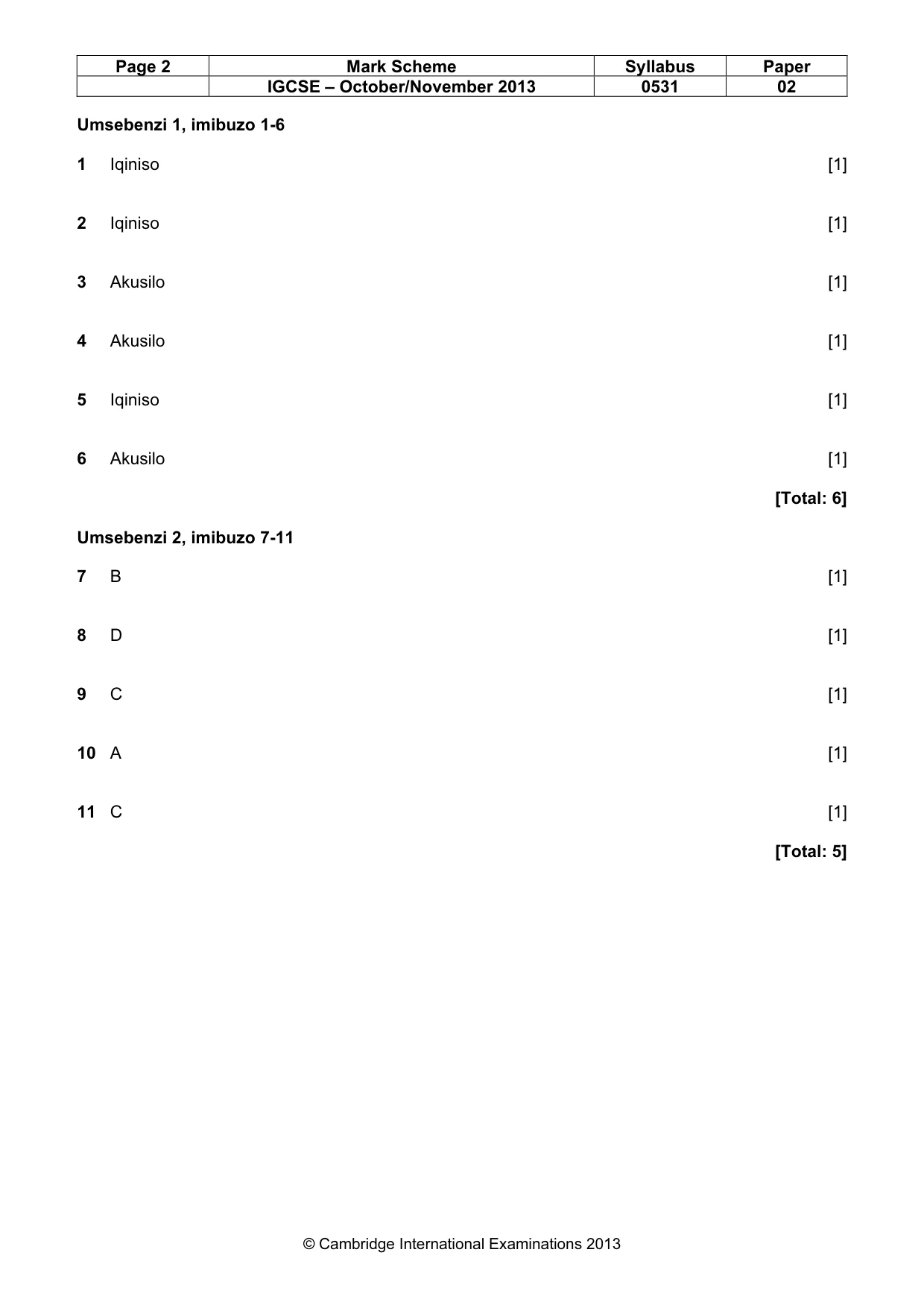 Mark scheme, page 2 of 11