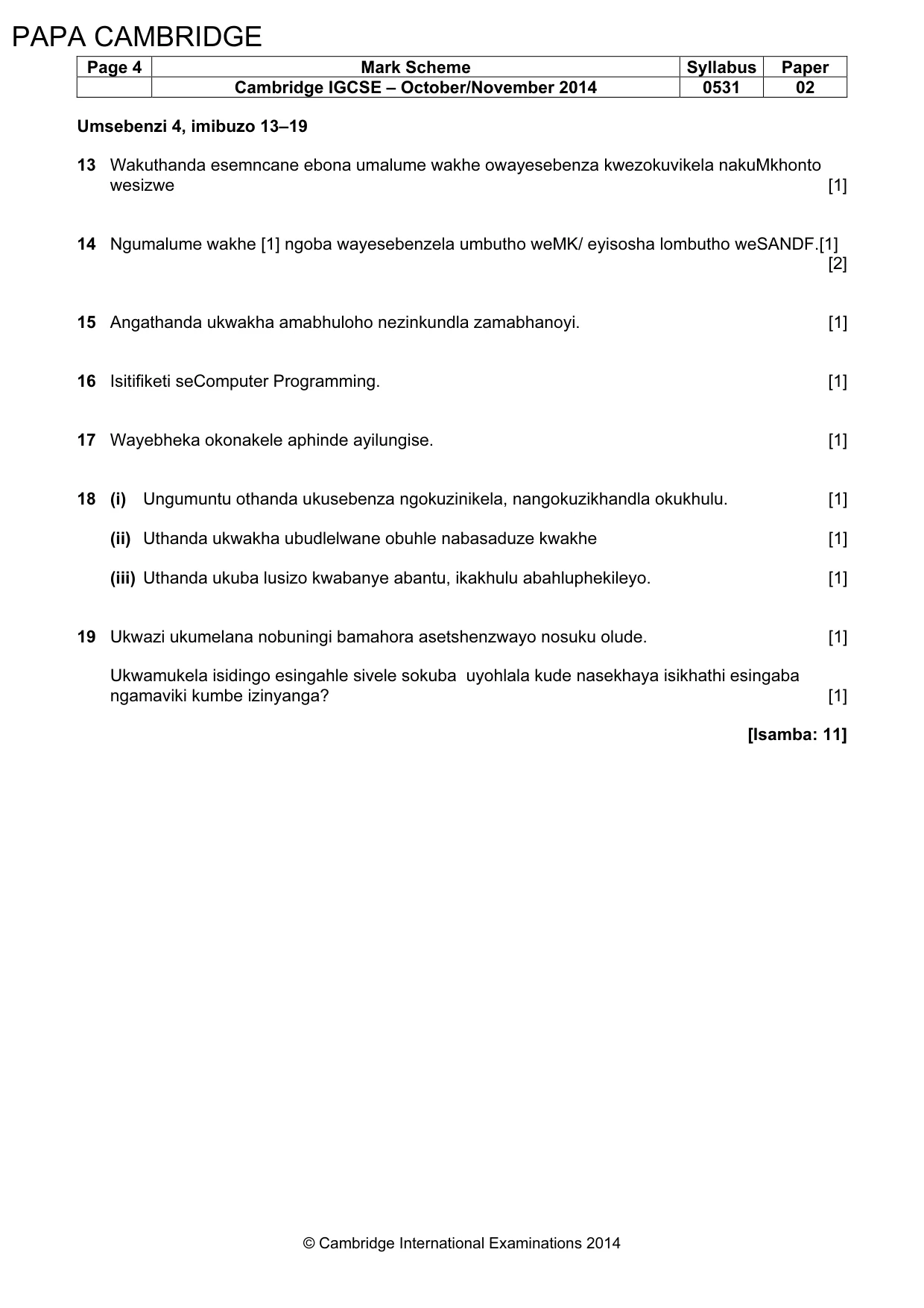 Mark scheme, page 4 of 11