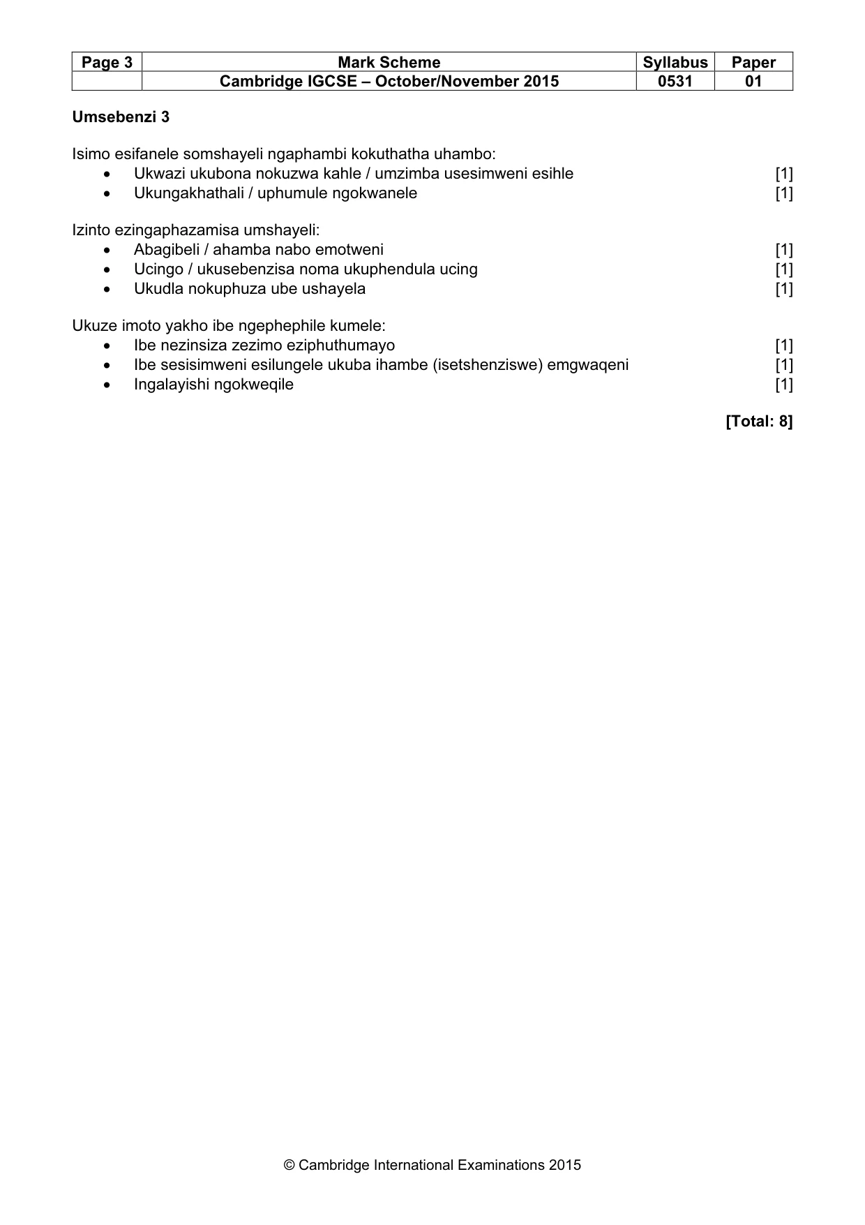 Mark scheme, page 3 of 7