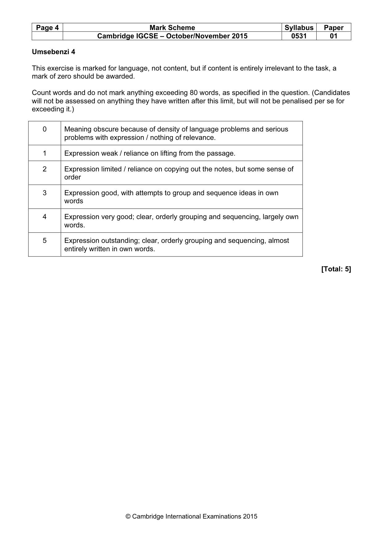 Mark scheme, page 4 of 7