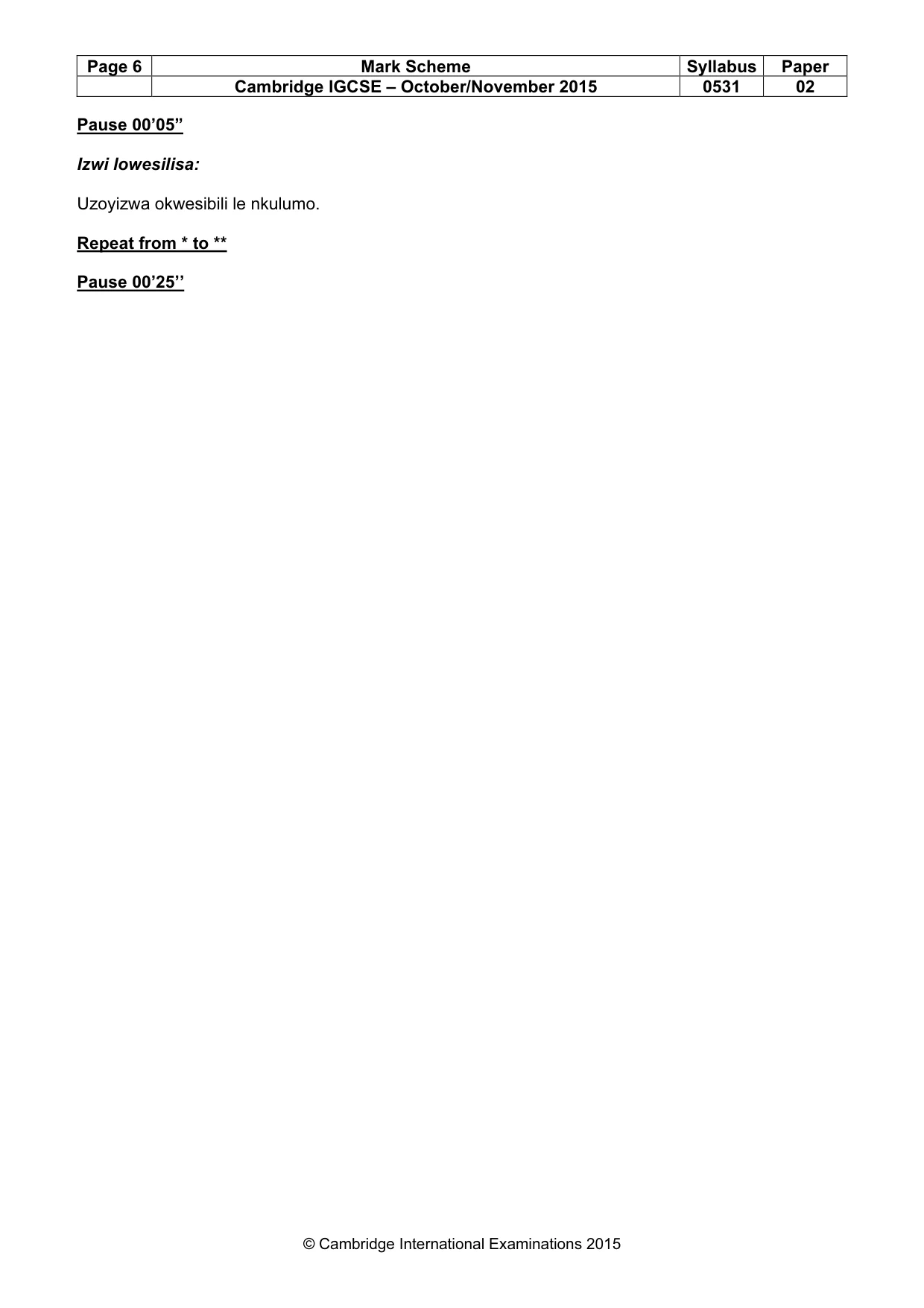 Mark scheme, page 6 of 15