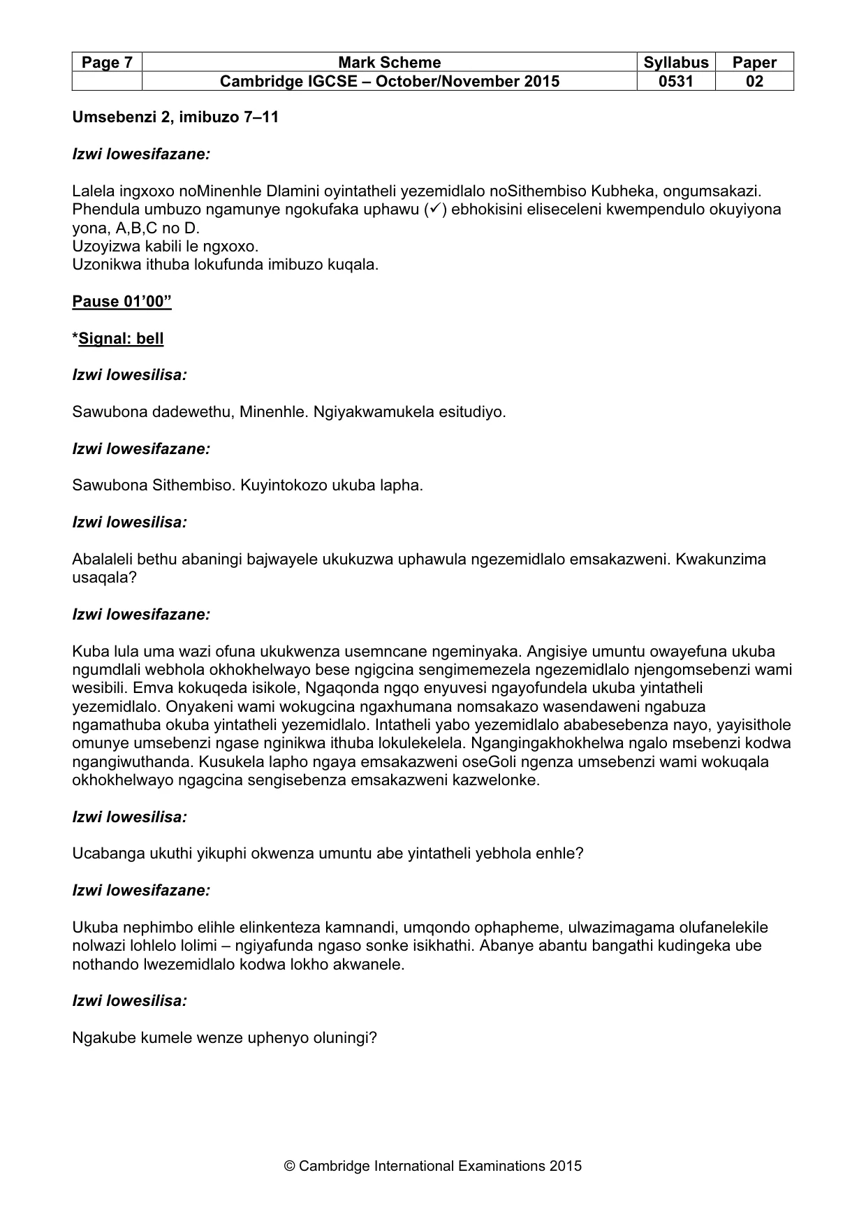 Mark scheme, page 7 of 15