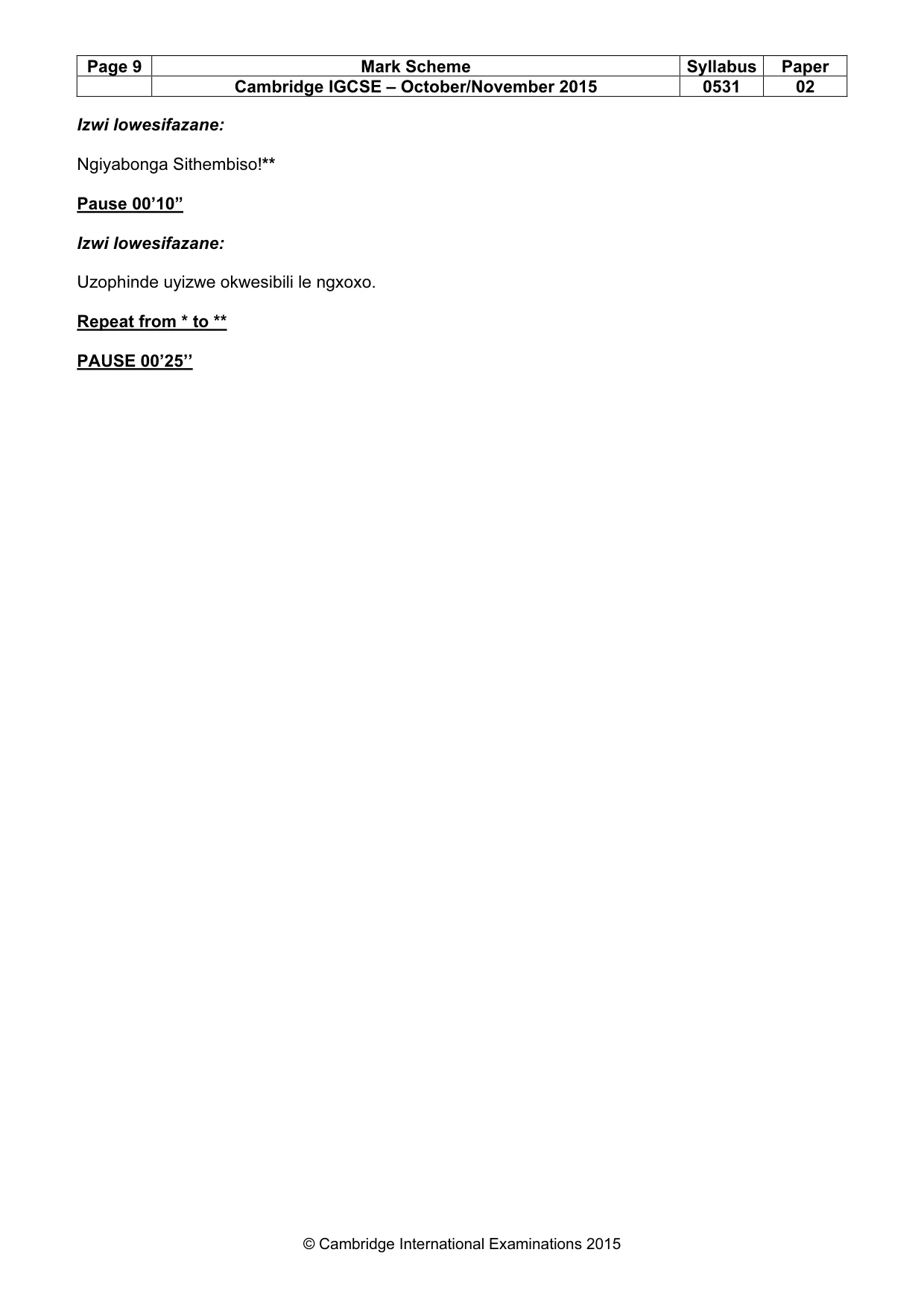 Mark scheme, page 9 of 15