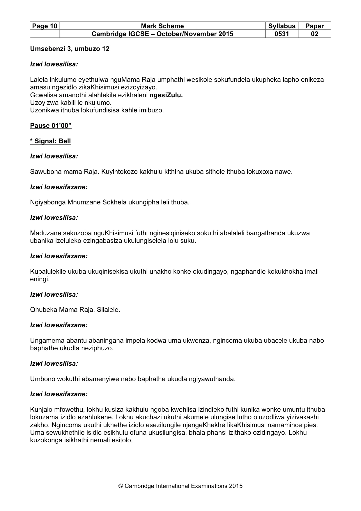 Mark scheme, page 10 of 15
