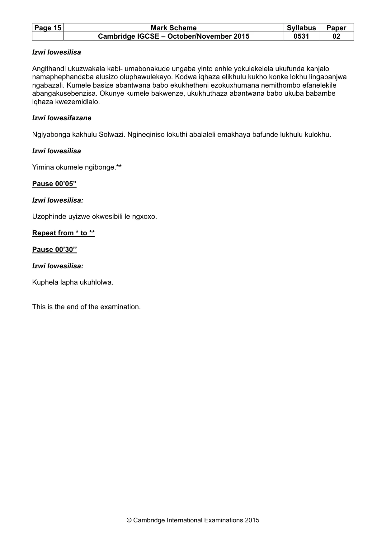 Mark scheme, page 15 of 15