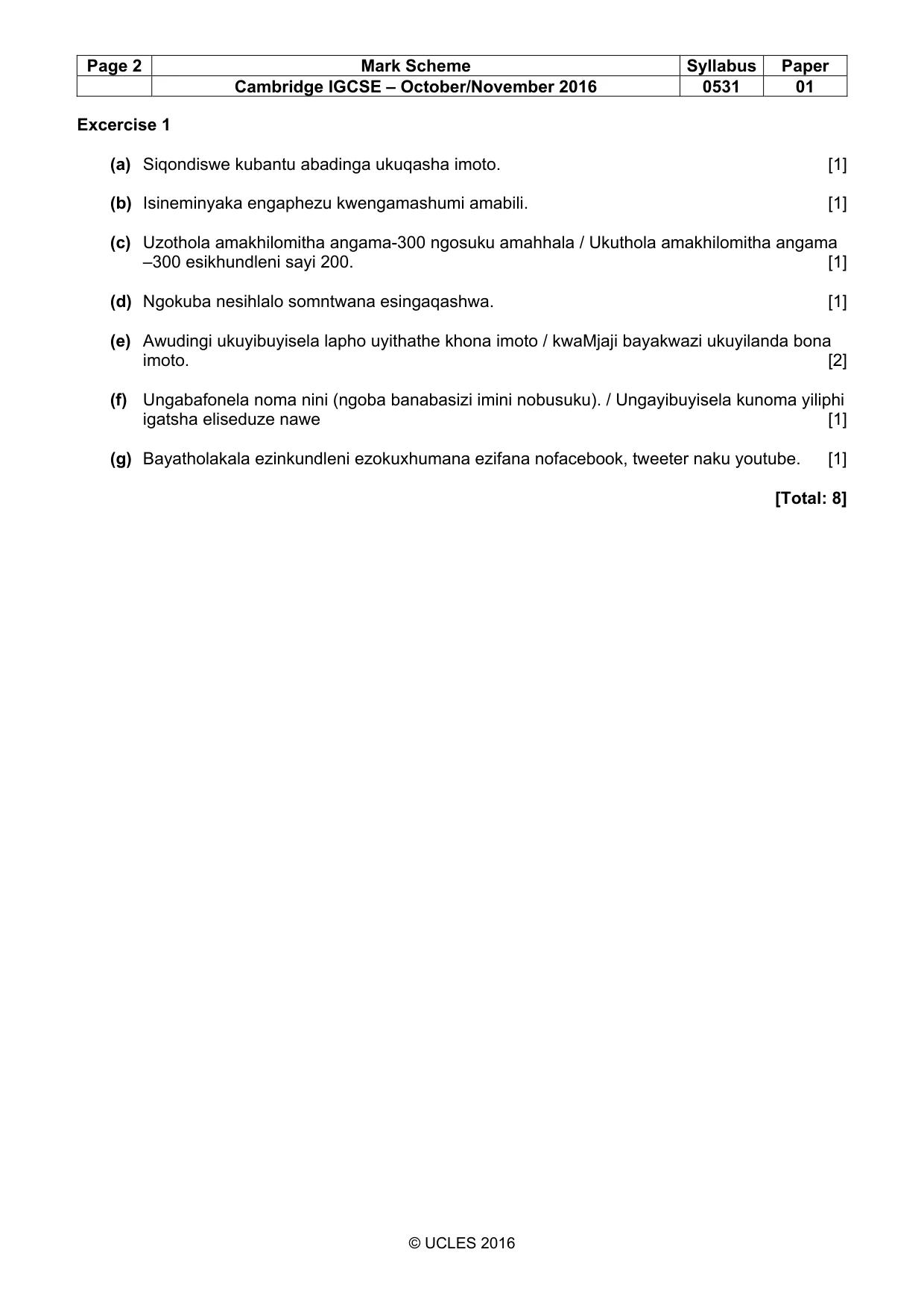 Mark scheme, page 2 of 6
