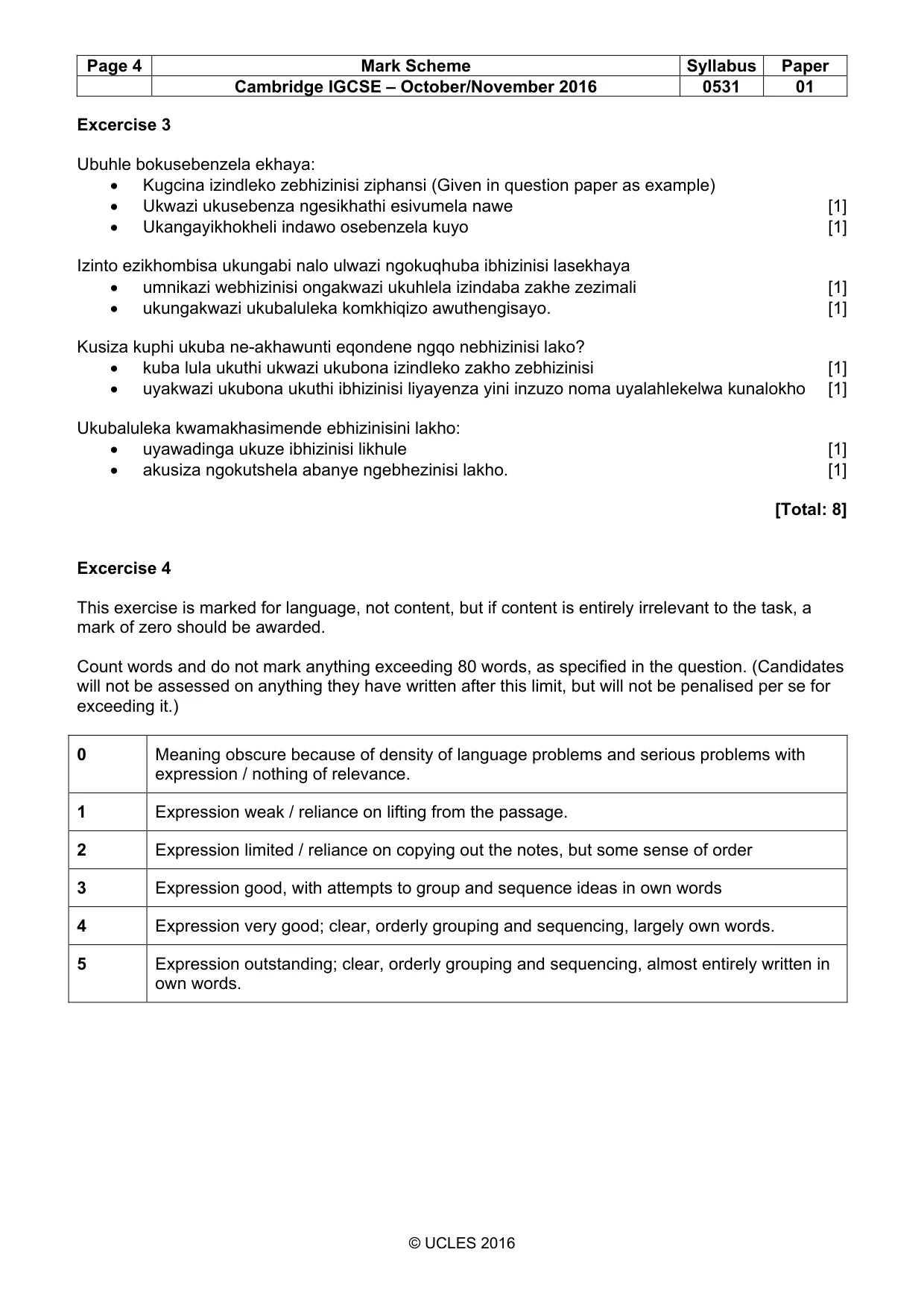 Mark scheme, page 4 of 6