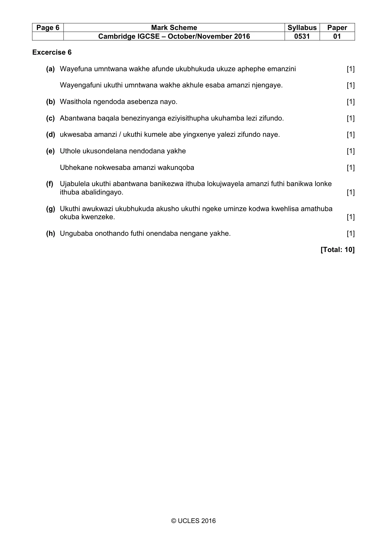 Mark scheme, page 6 of 6