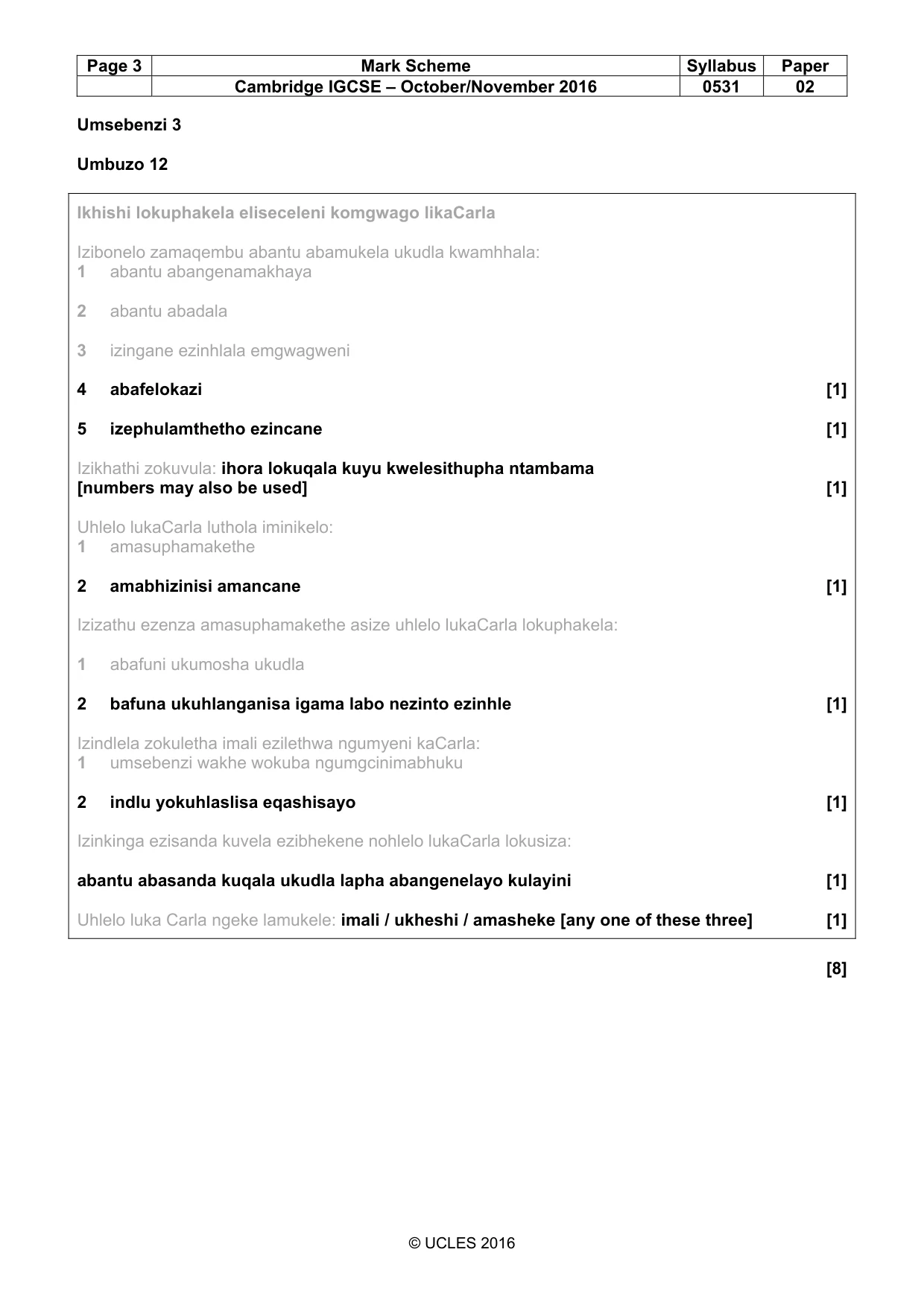 Mark scheme, page 3 of 4