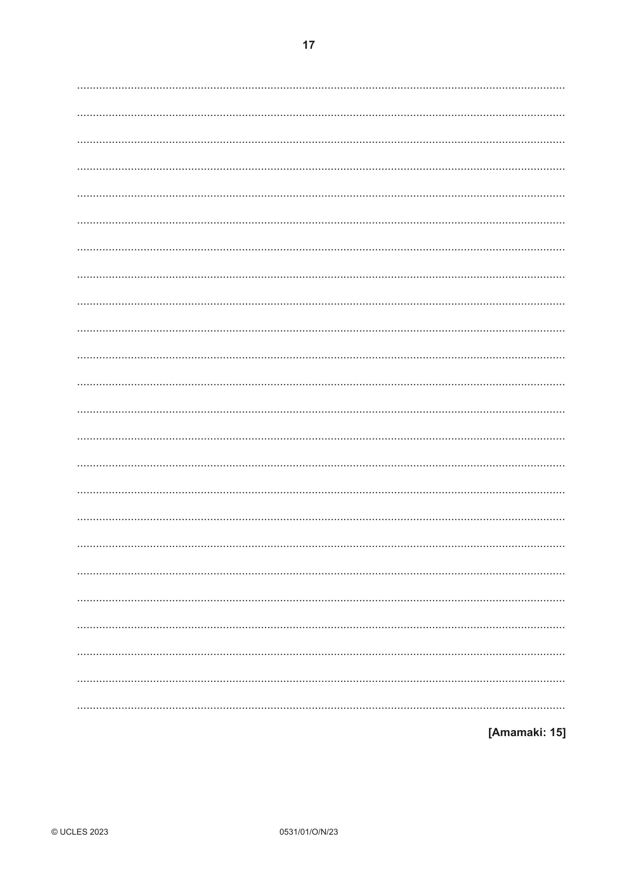 Cambridge IGCSE IsiZulu as a Second Language 0531 2023 Oct/Nov Paper 1 · Variant 0 question paper, page 17 of 20