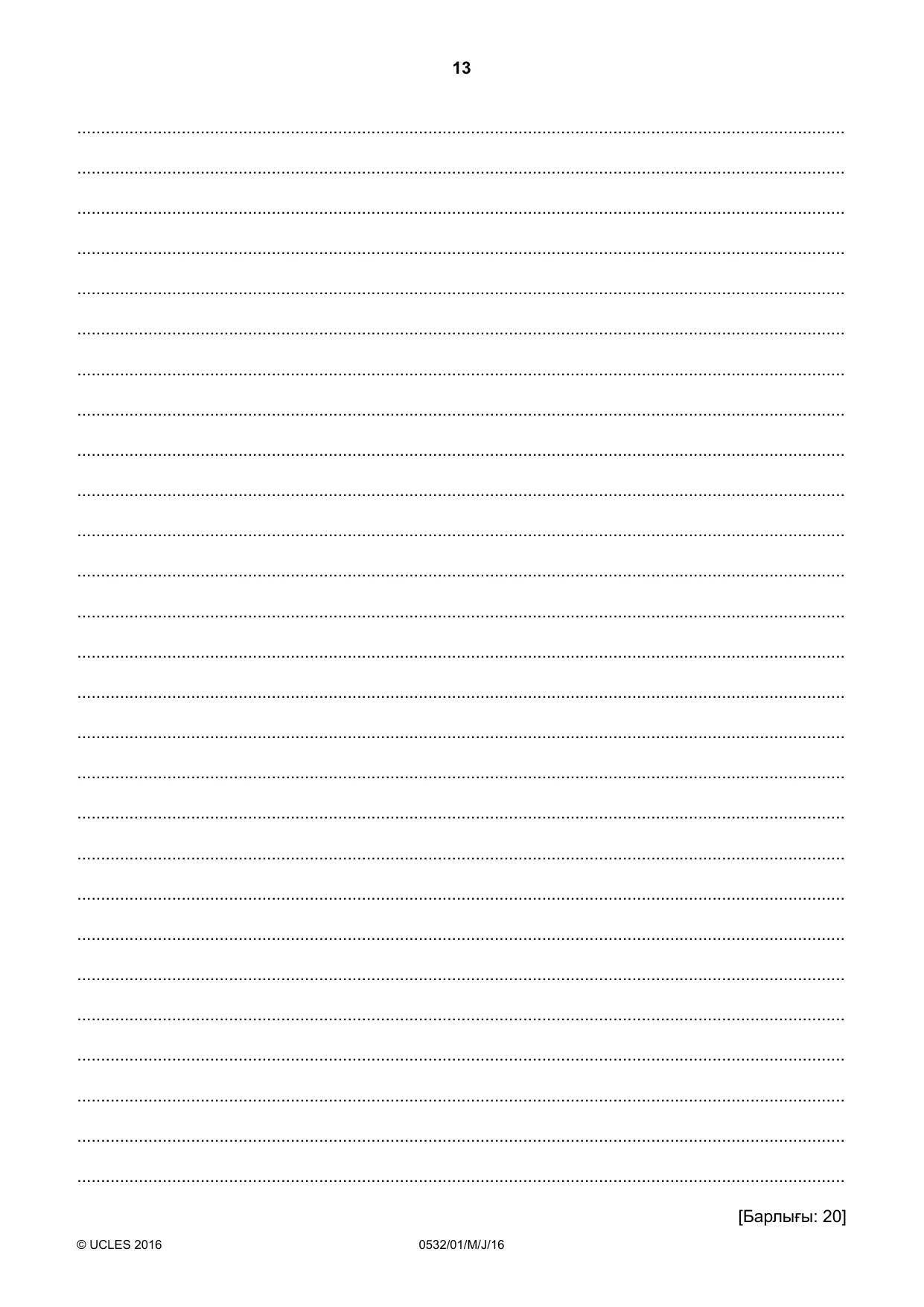Cambridge IGCSE Kazakh as a Second Language 0532 2016 May/June Paper 1 · Variant 0 question paper, page 13 of 16