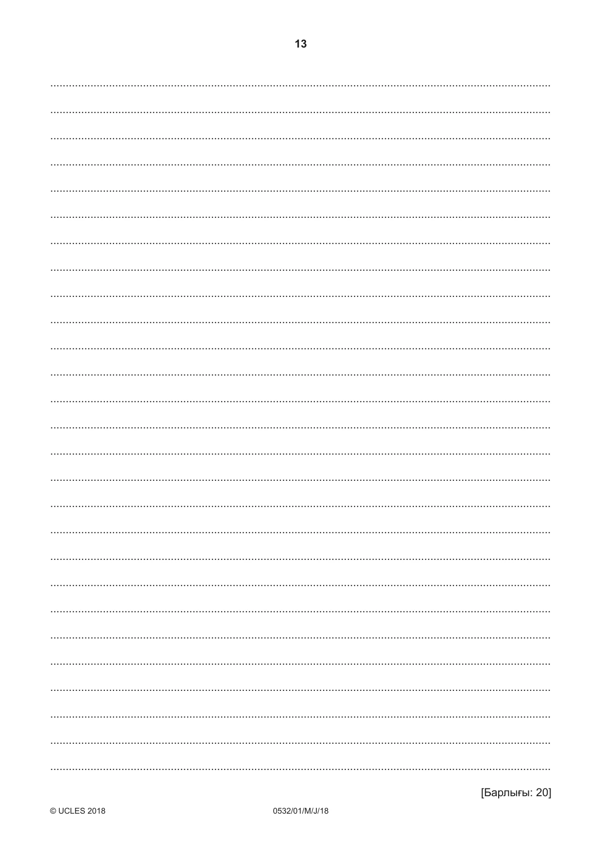 Cambridge IGCSE Kazakh as a Second Language 0532 2018 May/June Paper 1 · Variant 0 question paper, page 13 of 16